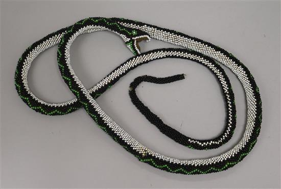 A Turkish prisoner-of-war beadwork snake length 6ft